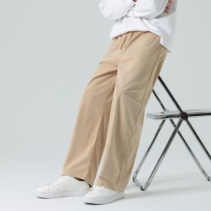 Buddha Stones Casual Solid Color Cotton Men's Wide Leg Pants With Pockets