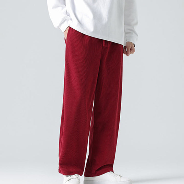 Buddha Stones Casual Solid Color Cotton Men's Wide Leg Pants With Pockets