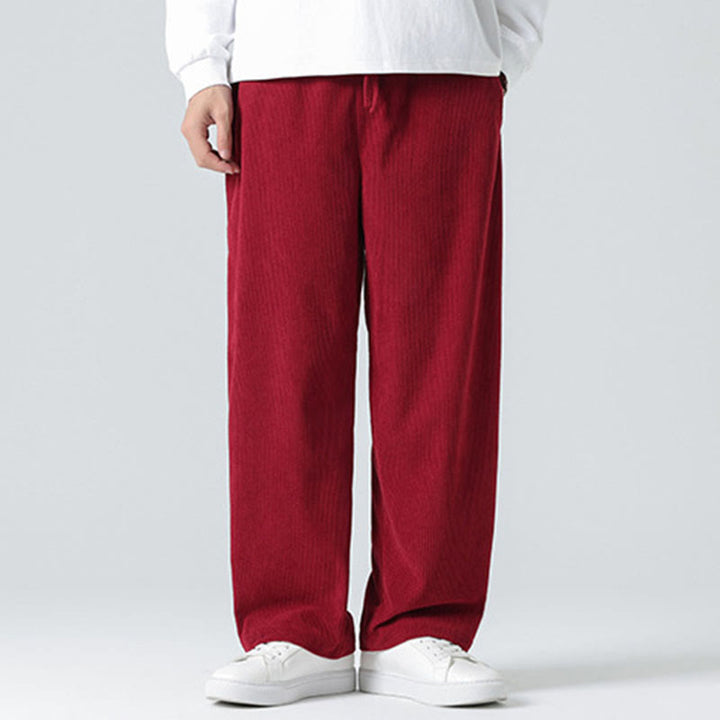 Buddha Stones Casual Solid Color Cotton Men's Wide Leg Pants With Pockets