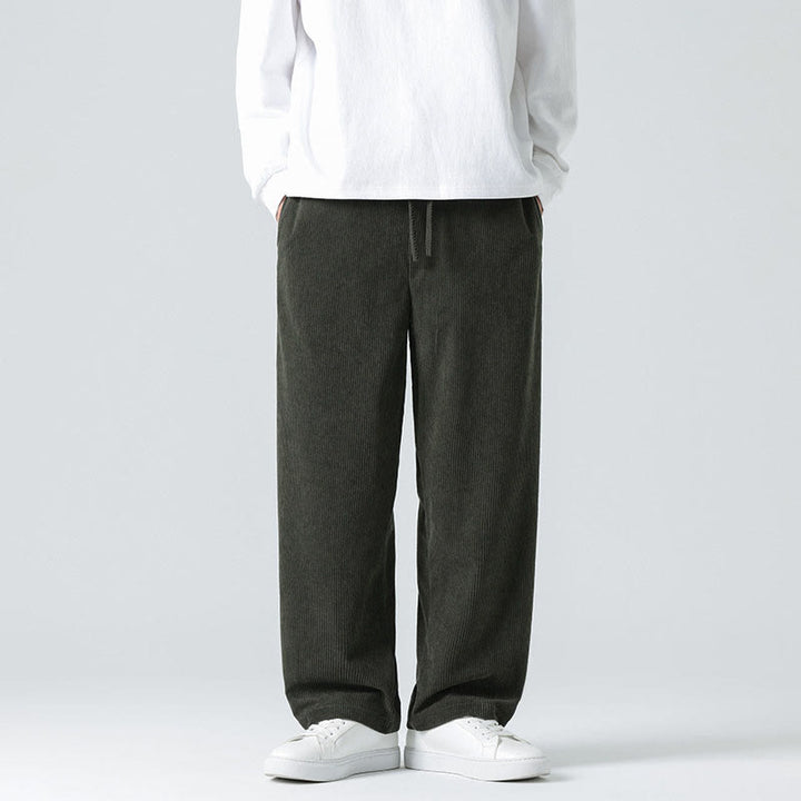 Buddha Stones Casual Solid Color Cotton Men's Wide Leg Pants With Pockets