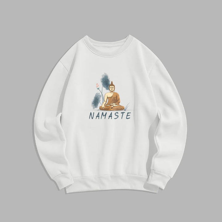 Buddha Stones NAMASTE Buddha Lotus Leaf Fleece Lined Sweatshirt