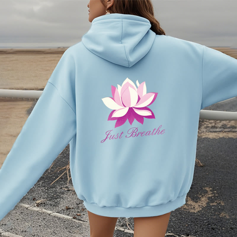 Buddha Stones Lotus Just Breathe Fleece Lined Polyester Hoodie