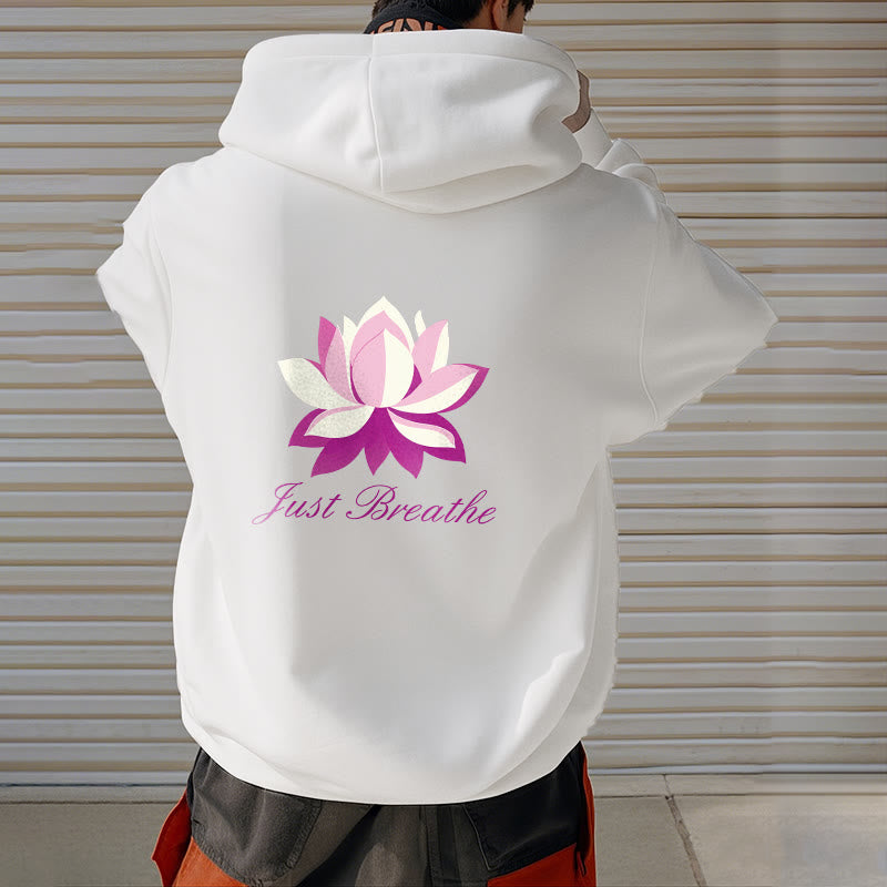 Buddha Stones Lotus Just Breathe Fleece Lined Polyester Hoodie