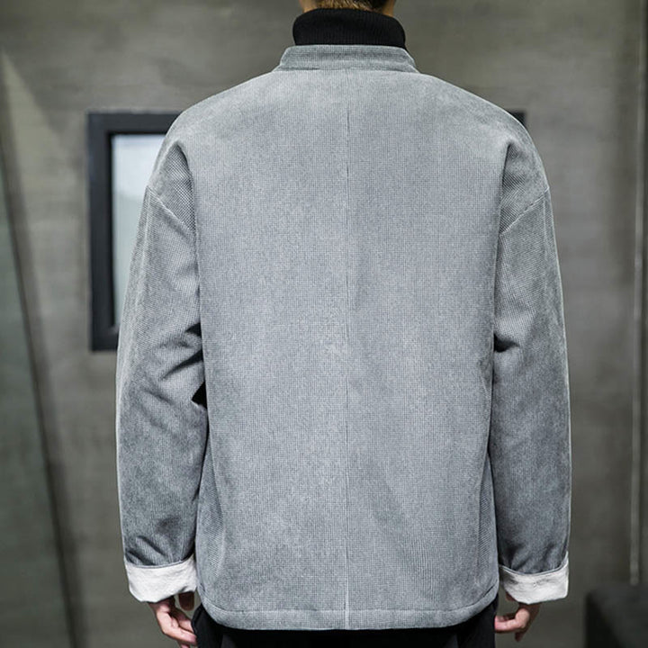 Buddha Stones Solid Color Frog-button Men's Jacket Shirt Clothing - image 19