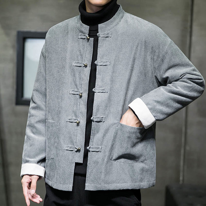 Buddha Stones Solid Color Frog-button Men's Jacket Shirt Clothing - image 22