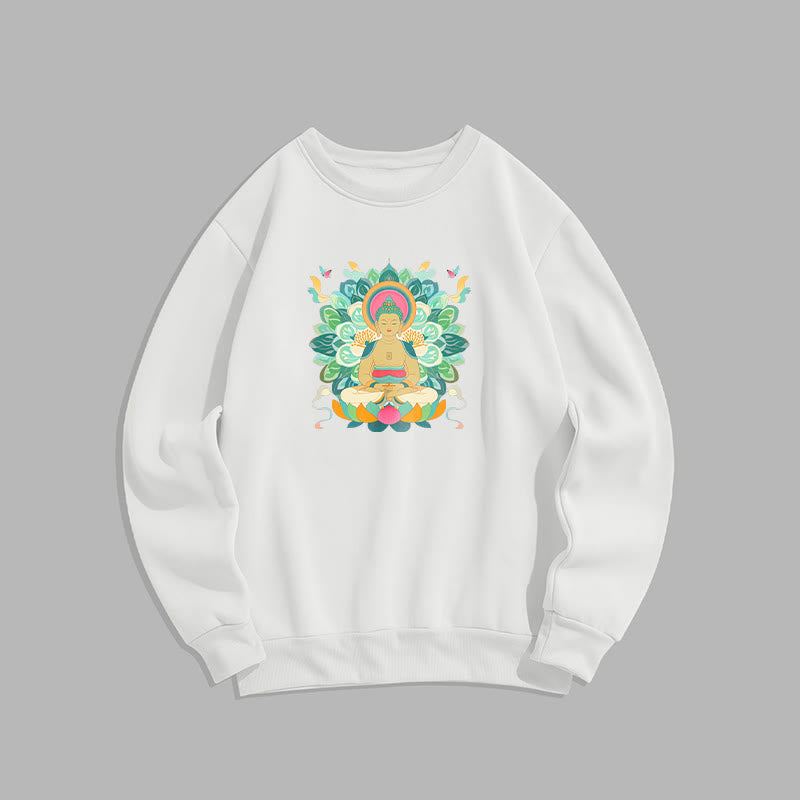 Buddha Stones Butterfly Lotus Buddha-Inspired Fleece Lined Sweatshirt