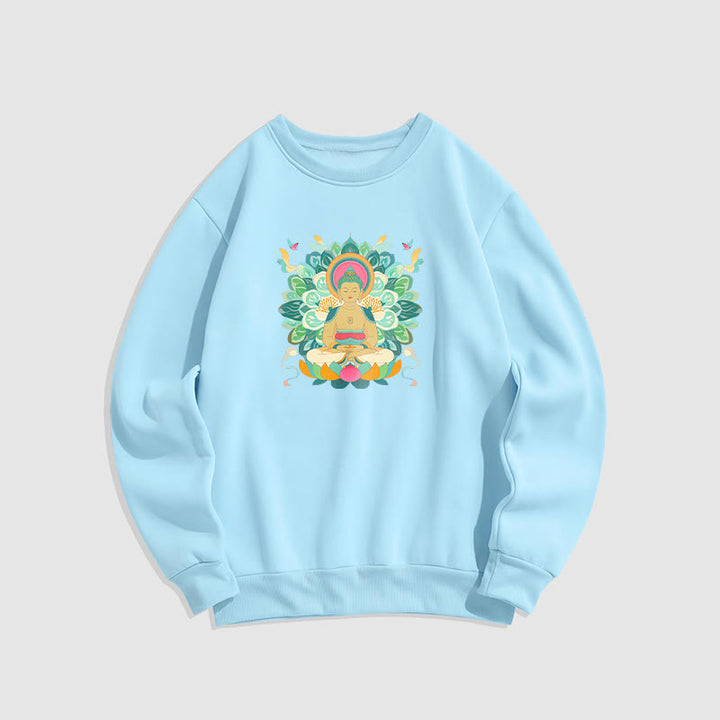 Buddha Stones Butterfly Lotus Buddha-Inspired Fleece Lined Sweatshirt