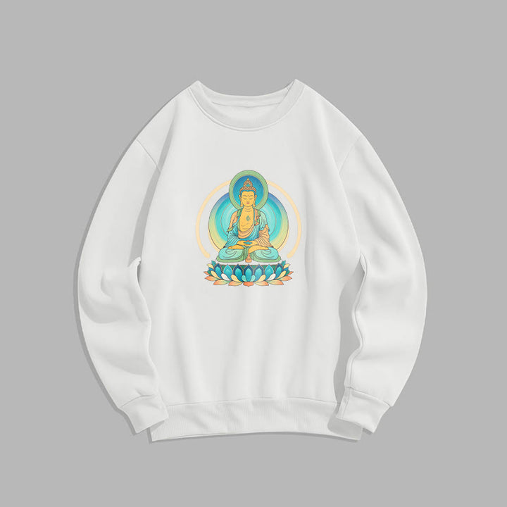 Buddha Stones Lotus Meditation Buddha Fleece Lined Sweatshirt