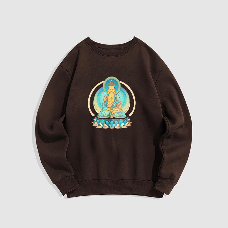 Buddha Stones Lotus Meditation Buddha Fleece Lined Sweatshirt