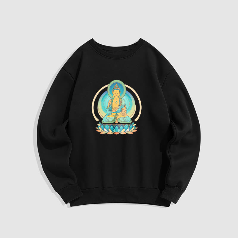 Buddha Stones Lotus Meditation Buddha Fleece Lined Sweatshirt