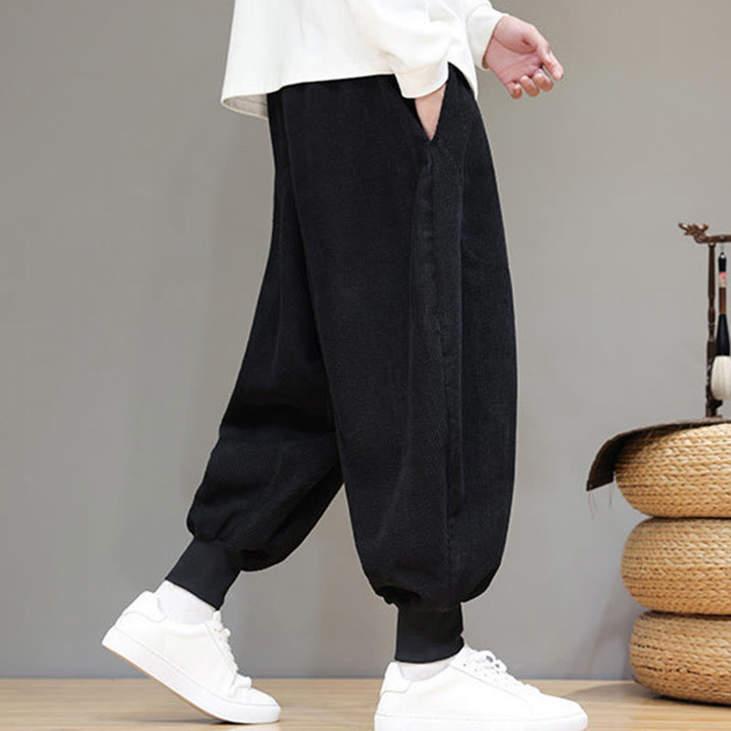 Buddha Stones Casual Plain Cotton Men's Harem Pants With Pockets - image 11