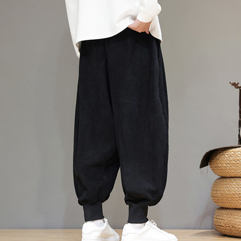 Buddha Stones Casual Plain Cotton Men's Harem Pants With Pockets - image 15
