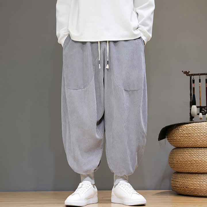 Buddha Stones Casual Plain Cotton Men's Harem Pants With Pockets - image 7