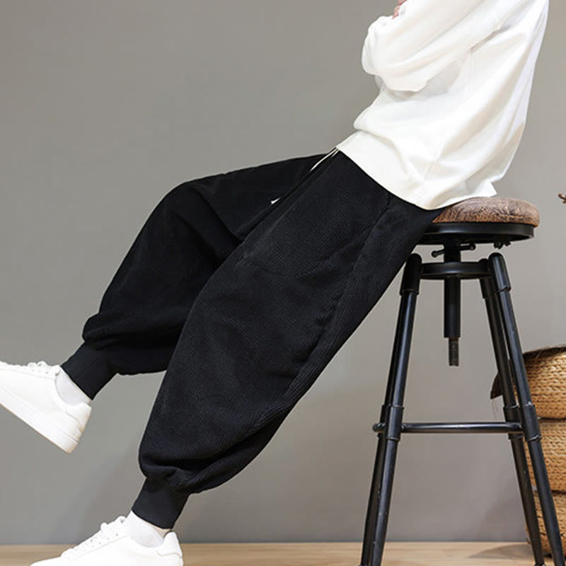 Buddha Stones Casual Plain Cotton Men's Harem Pants With Pockets - image 16