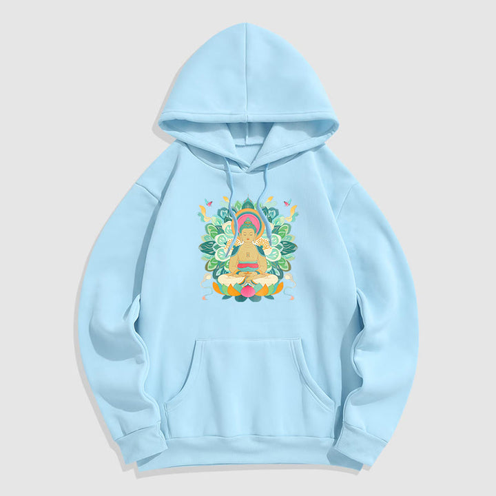 Buddha Stones Butterfly Lotus Buddha-Inspired Fleece Lined Polyester Hoodie