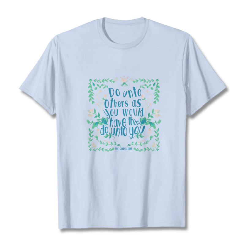 Buddha Stones The Golden Rule Tee T-shirt - LightCyan - Green Leaves - 2XL - image 18