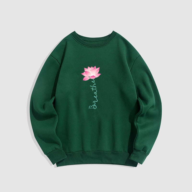 Buddha Stones Lotus BREATHE Fleece Lined Sweatshirt