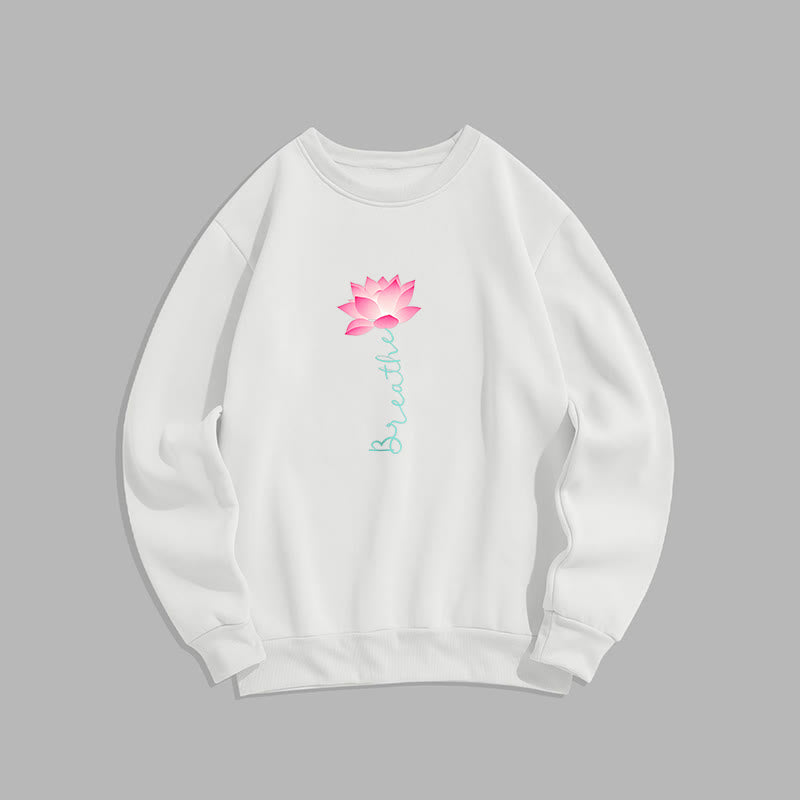 Buddha Stones Lotus BREATHE Fleece Lined Sweatshirt