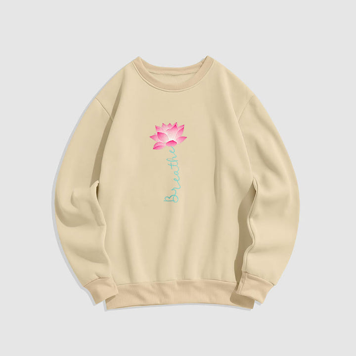 Buddha Stones Lotus BREATHE Fleece Lined Sweatshirt