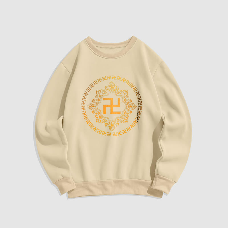 Buddha Stones Swastika Fleece Lined Polyester Sweatshirt