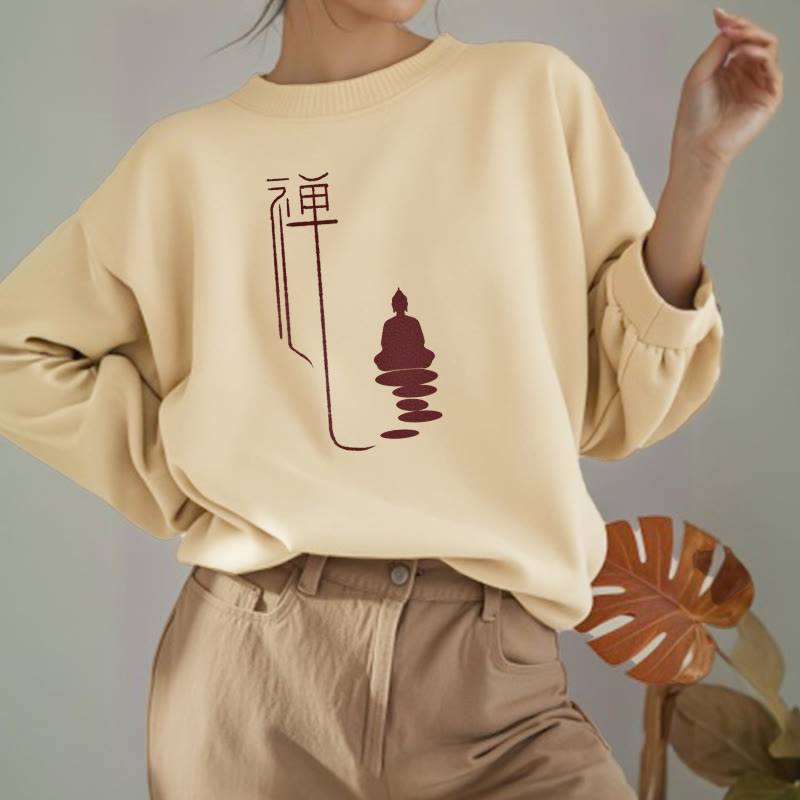 Buddha Stones Zen Buddha Fleece Lined Polyester Sweatshirt