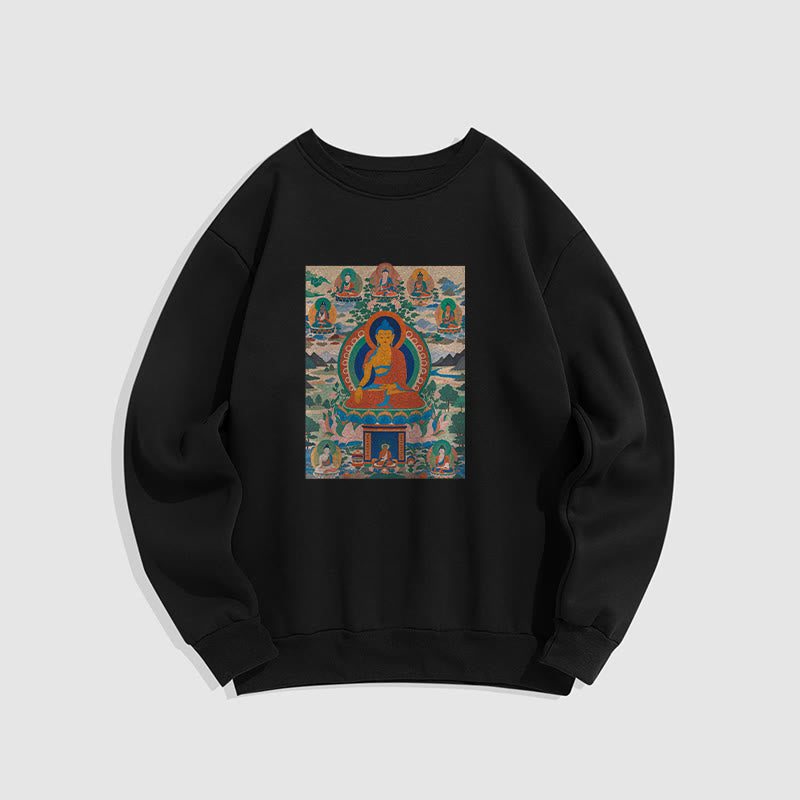 Buddha Stones The Medicine Buddha Sutra Transformed Into Art Fleece Lined Polyester Sweatshirt