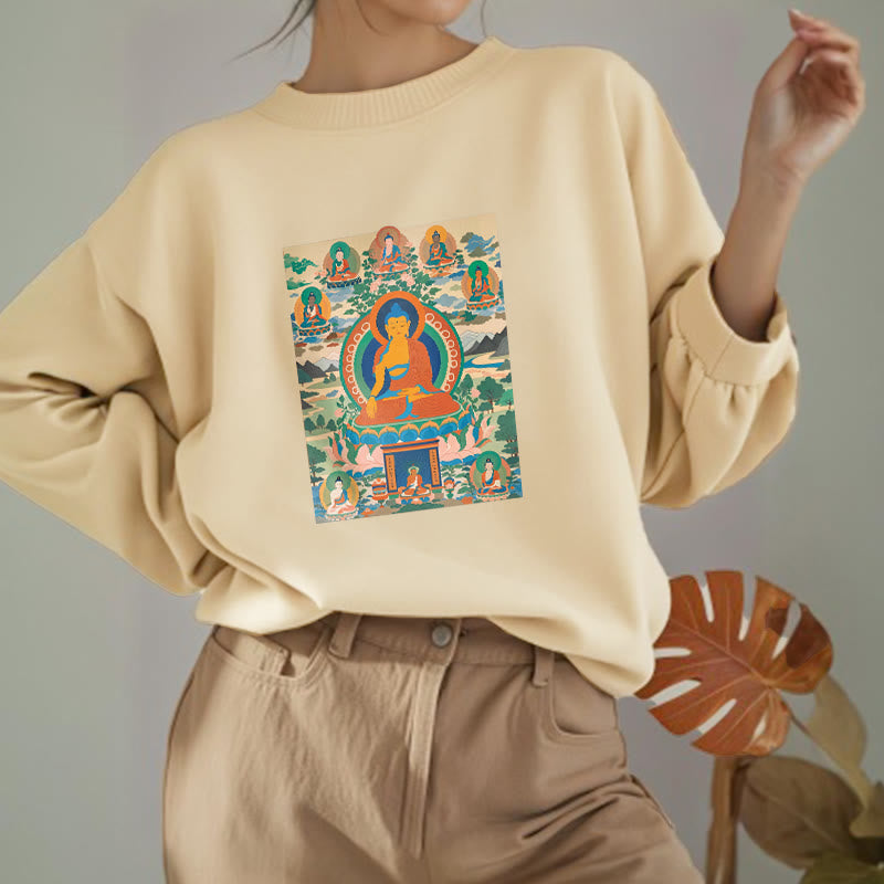 Buddha Stones The Medicine Buddha Sutra Transformed Into Art Fleece Lined Polyester Sweatshirt