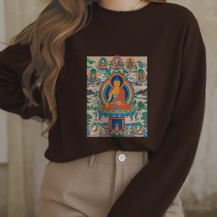 Buddha Stones The Medicine Buddha Sutra Transformed Into Art Fleece Lined Polyester Sweatshirt