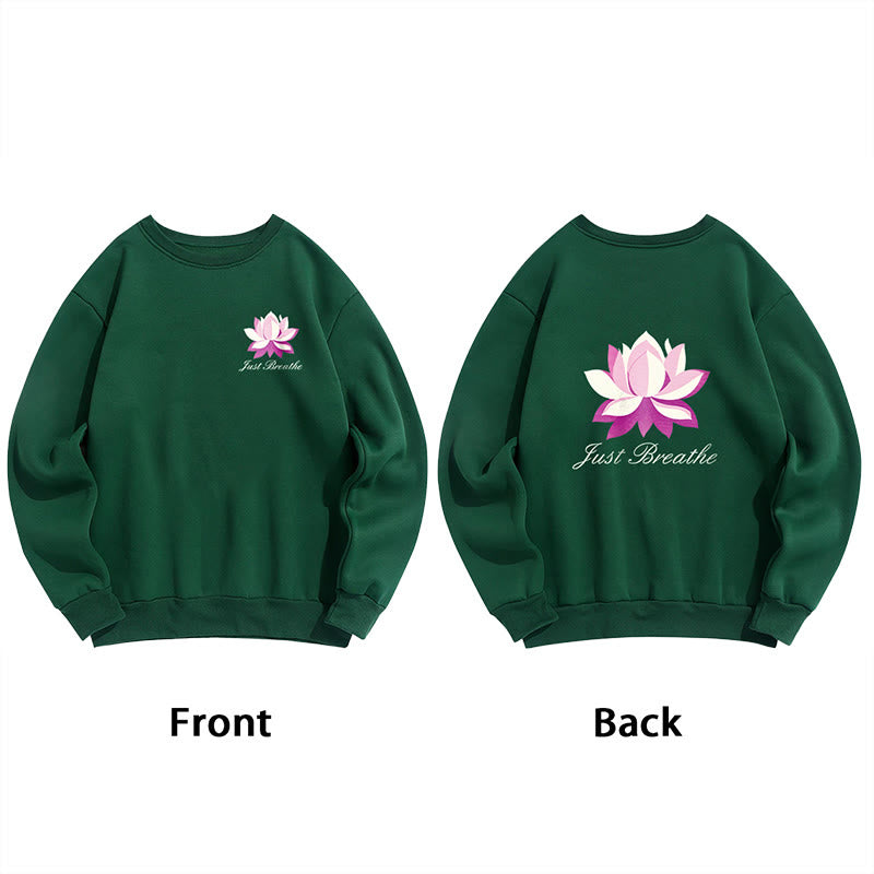 Buddha Stones Lotus Just Breathe Fleece Lined Polyester Sweatshirt