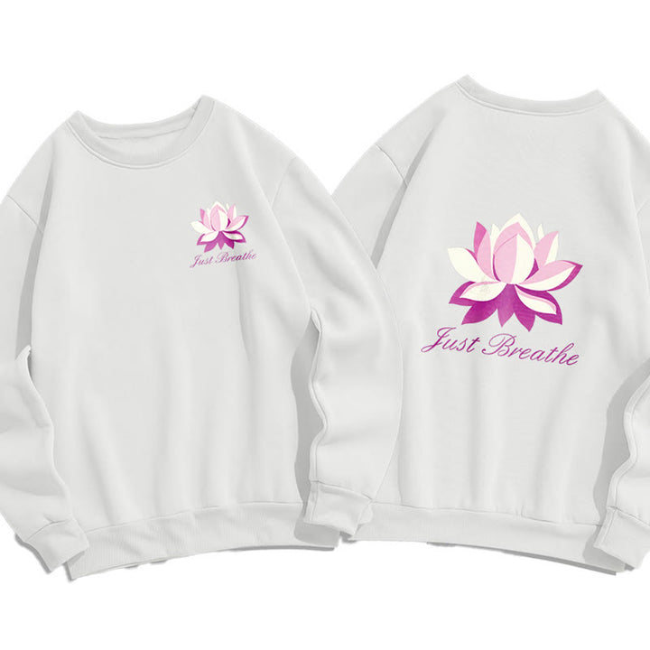 Buddha Stones Lotus Just Breathe Fleece Lined Polyester Sweatshirt