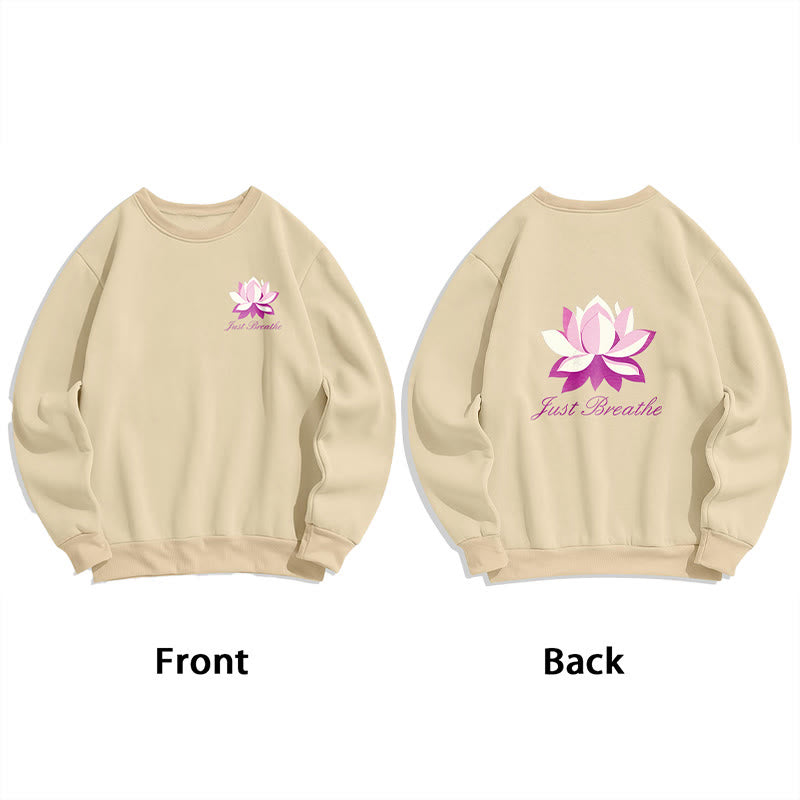 Buddha Stones Lotus Just Breathe Fleece Lined Polyester Sweatshirt