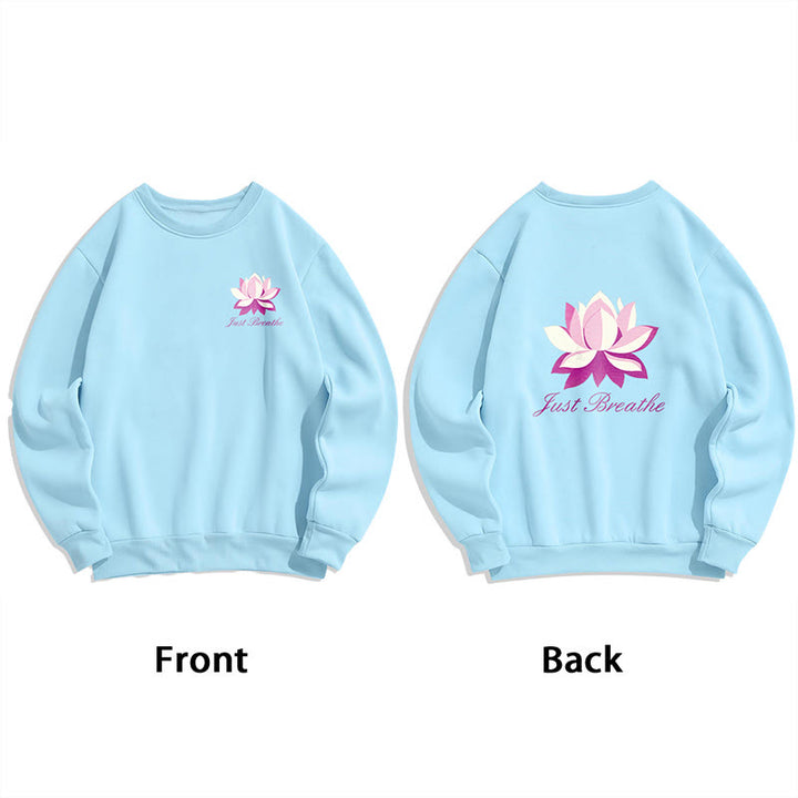 Buddha Stones Lotus Just Breathe Fleece Lined Polyester Sweatshirt