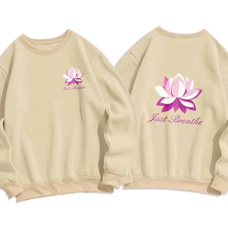 Buddha Stones Lotus Just Breathe Fleece Lined Polyester Sweatshirt