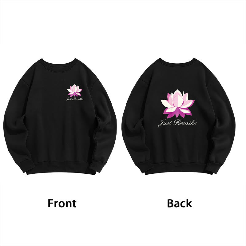 Buddha Stones Lotus Just Breathe Fleece Lined Polyester Sweatshirt