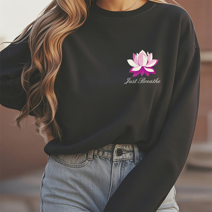 Buddha Stones Lotus Just Breathe Fleece Lined Polyester Sweatshirt