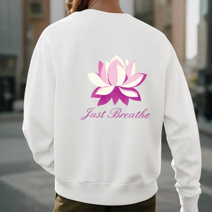 Buddha Stones Lotus Just Breathe Fleece Lined Polyester Sweatshirt