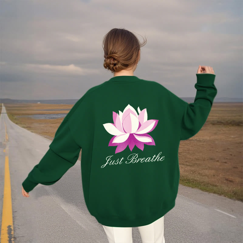 Buddha Stones Lotus Just Breathe Fleece Lined Polyester Sweatshirt