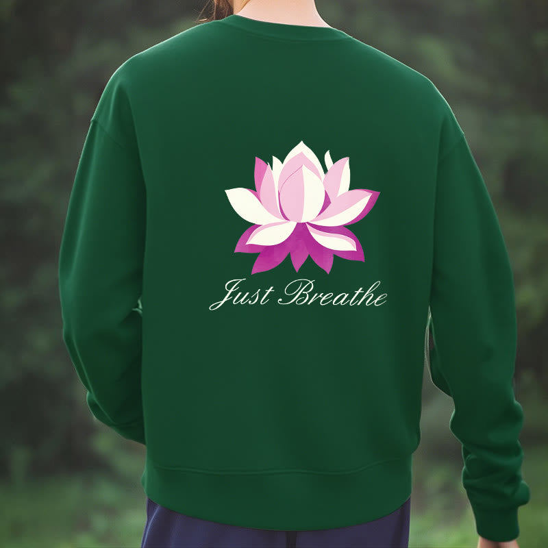 Buddha Stones Lotus Just Breathe Fleece Lined Polyester Sweatshirt