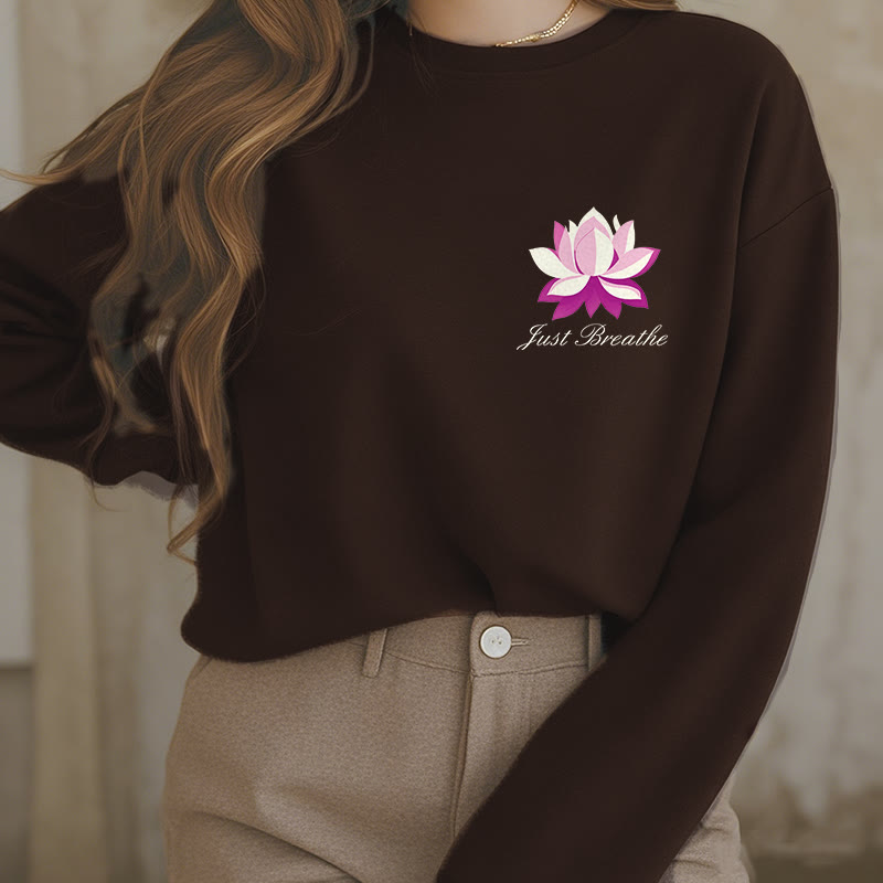 Buddha Stones Lotus Just Breathe Fleece Lined Polyester Sweatshirt