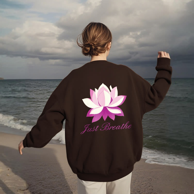 Buddha Stones Lotus Just Breathe Fleece Lined Polyester Sweatshirt