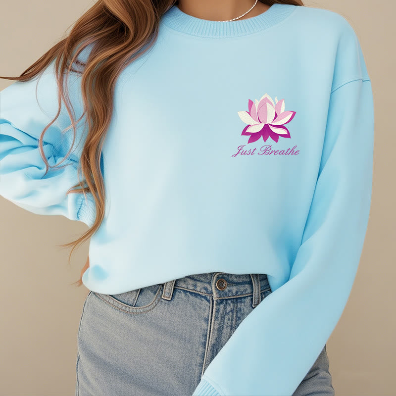 Buddha Stones Lotus Just Breathe Fleece Lined Polyester Sweatshirt