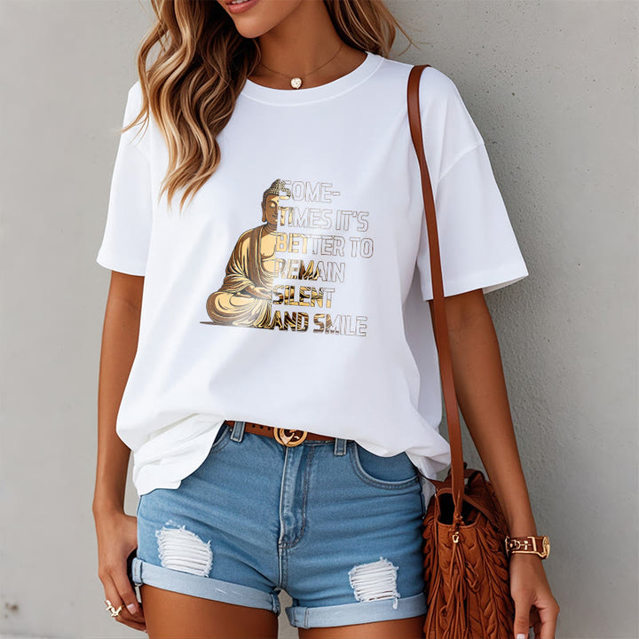 Buddha Stones Sometimes Its Better To Remain Silent And Smile Tee T-shirt - image 6