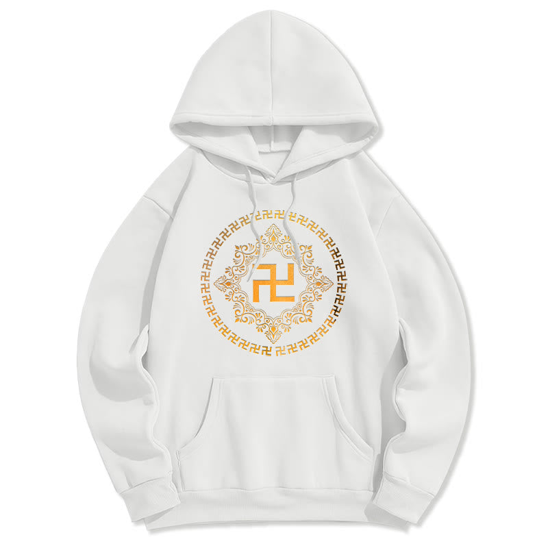 Buddha Stones Swastika Fleece Lined Polyester Hoodie