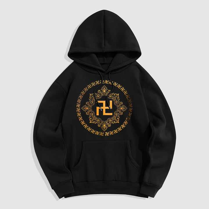 Buddha Stones Swastika Fleece Lined Polyester Hoodie