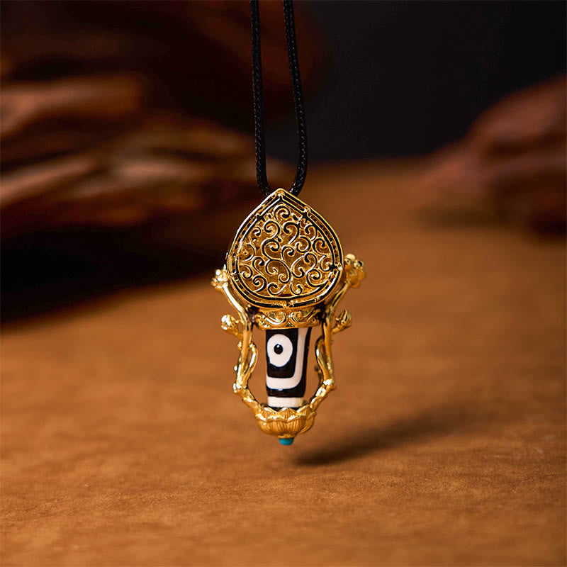 Buddha Stones Tibetan Dzi Bead Manjusri Bodhisattva Pattern Compassion String Necklace Pendant - image 2