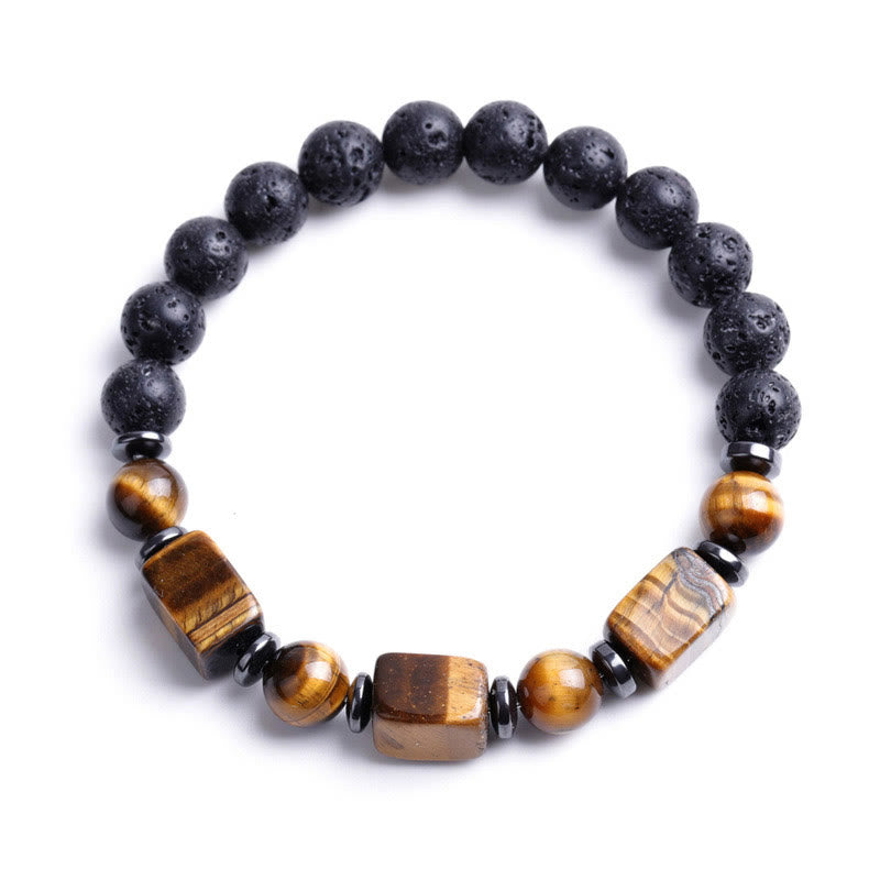 Buddha Stones Various Crystals Lava Rock Calm Bracelet