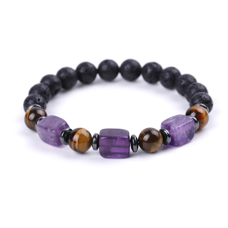 Buddha Stones Various Crystals Lava Rock Calm Bracelet