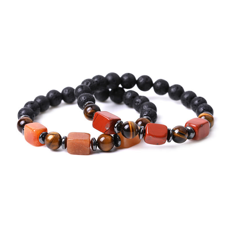 Buddha Stones Various Crystals Lava Rock Calm Bracelet