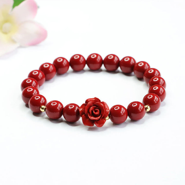 Buddha Stones Cinnabar Rose Calm Bracelet