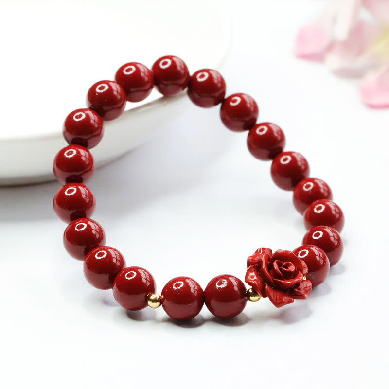 Buddha Stones Cinnabar Rose Calm Bracelet